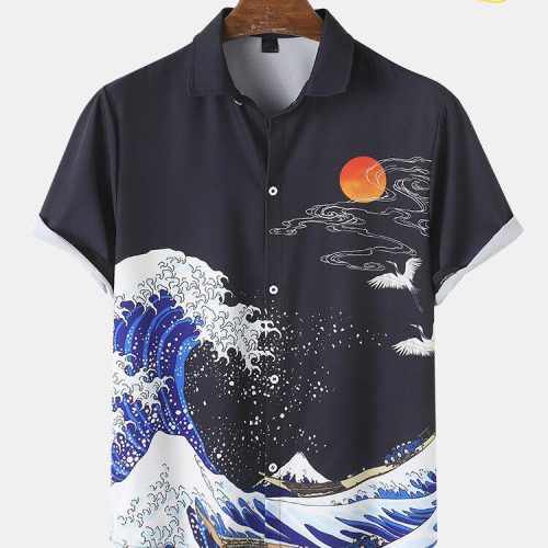 Wave & Carp Ukiyoe Print Hawaiian Shirt Ver 80
