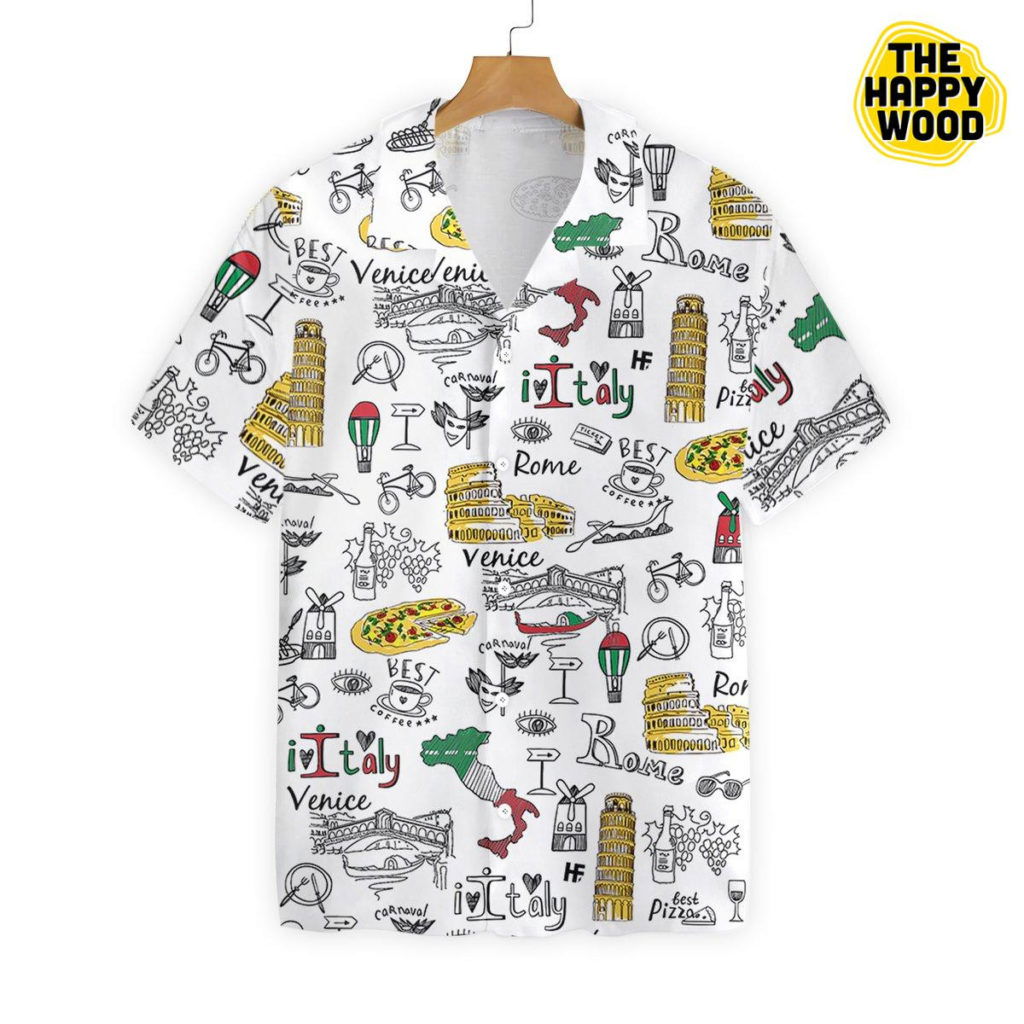 I Love Italy Doodle Hawaiian Shirt Ver 130