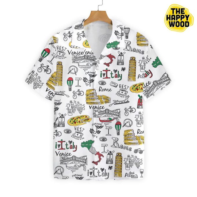 I Love Italy Doodle Hawaiian Shirt Ver 130