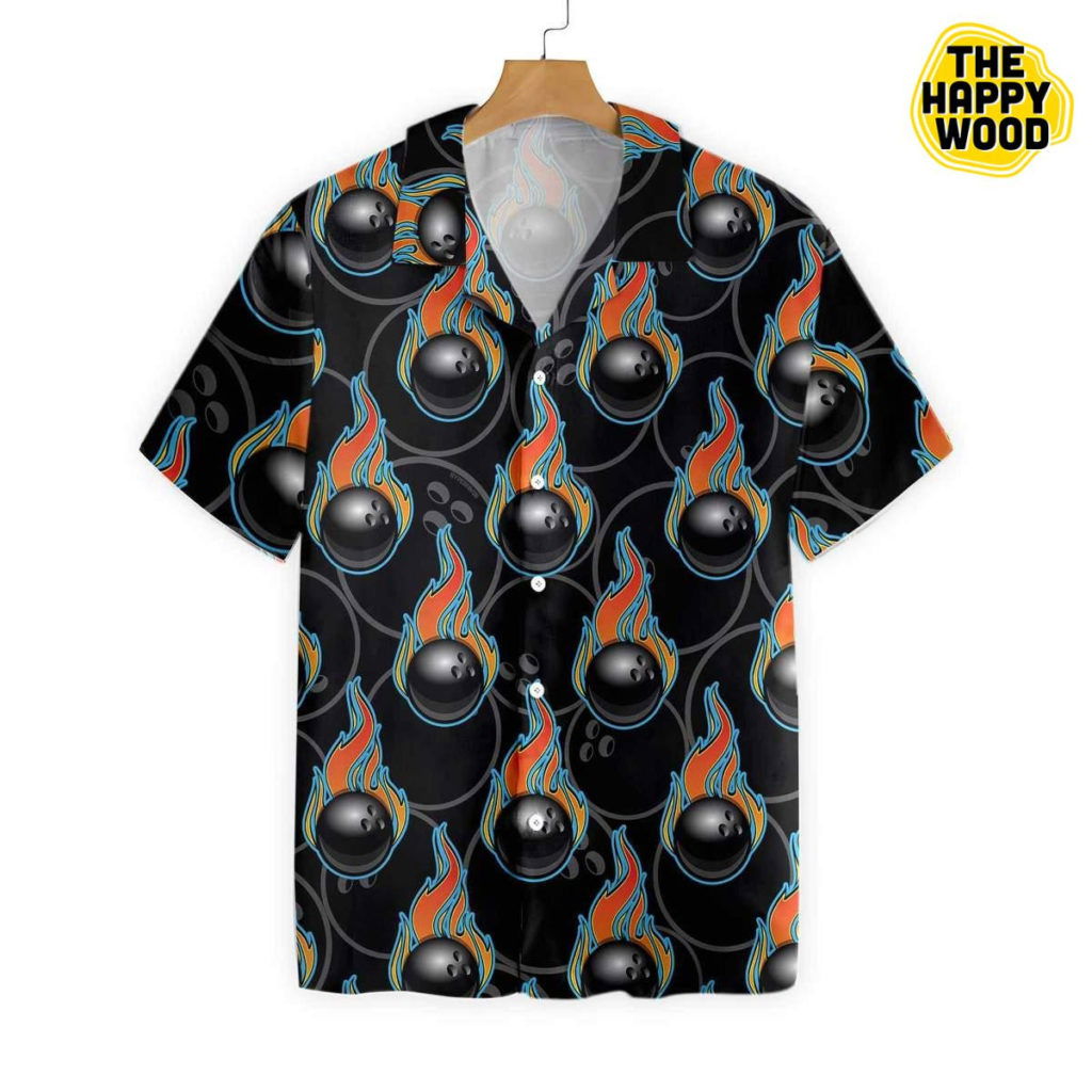 Bowling In Fire Seamless Pattern Hawaiian Shirt Ver 142