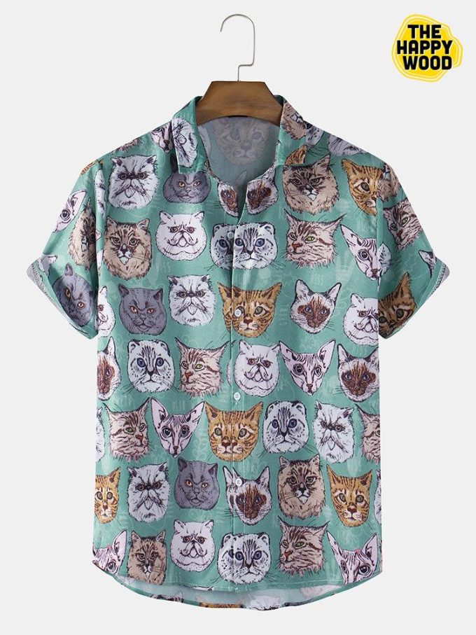 Fun Creative Cat Print Hawaiian Shirt Ver 35