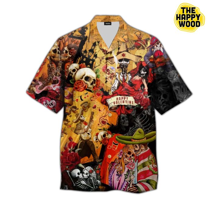 Skull Happy Valentine Day 3D Hawaiian Shirt Ver 386