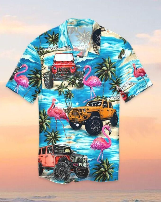 Aloha JP And Flamingo Blue Tropical Beach Unisex Hawaiian Shirts