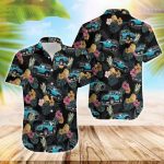 Blue JP Black Tropical Unisex Hawaiian Aloha Shirts