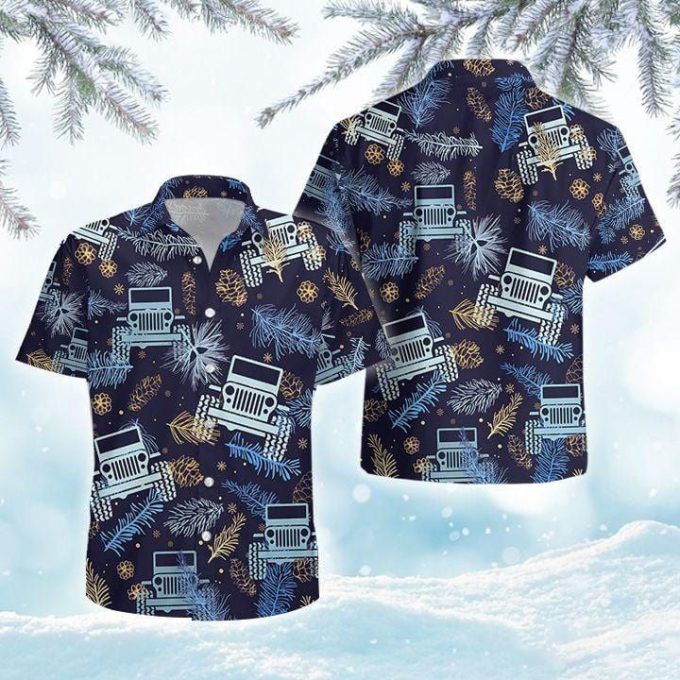Cool Navy JP Snowflake Christmas Unisex Hawaiian Aloha Shirts