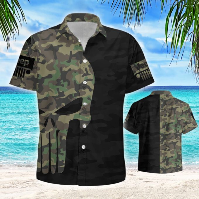 Camo JP Skull Black Unisex Hawaiian Shirts
