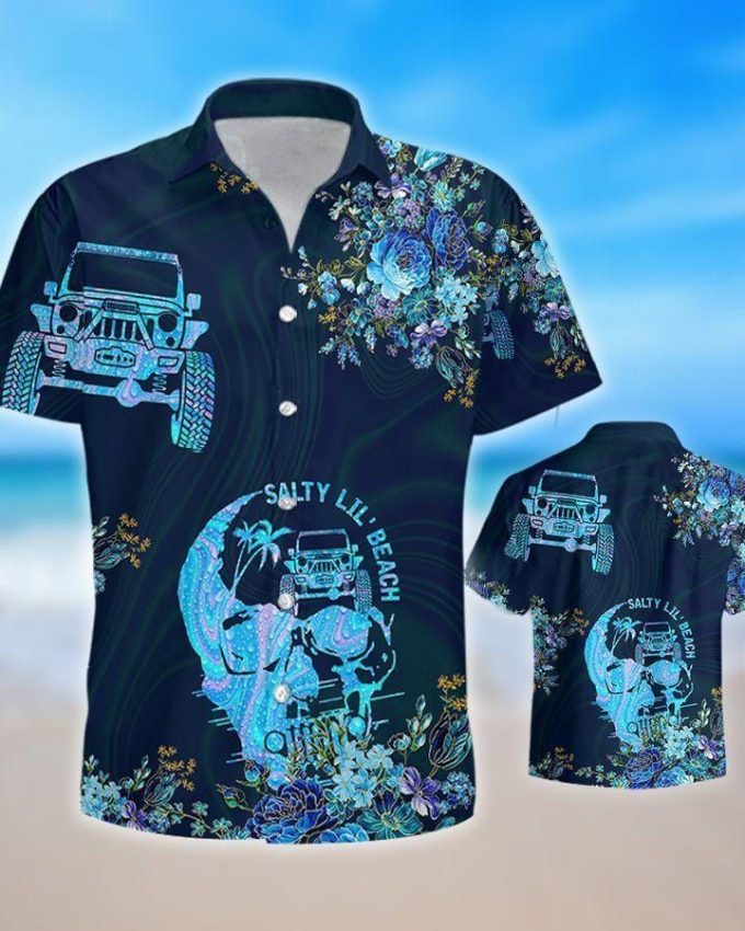 Salty Lil’ Beach JP Black Blue Unisex Hawaiian Shirts