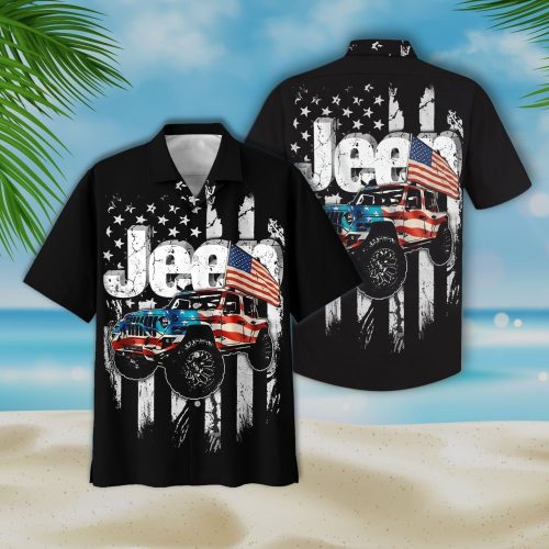 American JP flag black unisex Hawaiian shirts