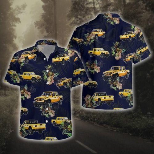 Amazing Tropical Yellow JP Navy Unisex Hawaiian Aloha Shirts