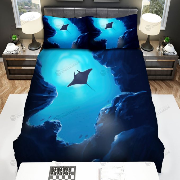 The Wild Animal – The Ray Fish Swimming Over The Ocean Cliff Art Bed Sheets Spread Duvet Cover Bedding Sets
