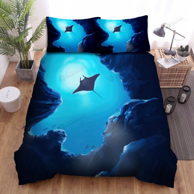 The Wild Animal – The Ray Fish Swimming Over The Ocean Cliff Art Bed Sheets Spread Duvet Cover Bedding Sets