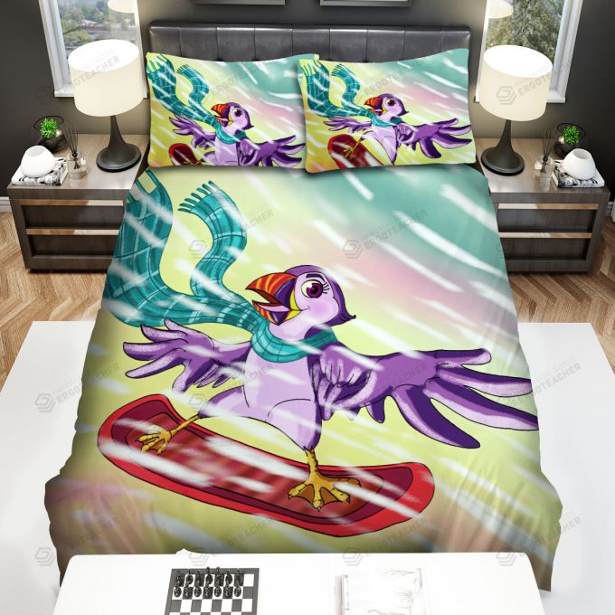 The Wild Animal – The Puffin Surfing In The Blizzard Bed Sheets Spread Duvet Cover Bedding Sets