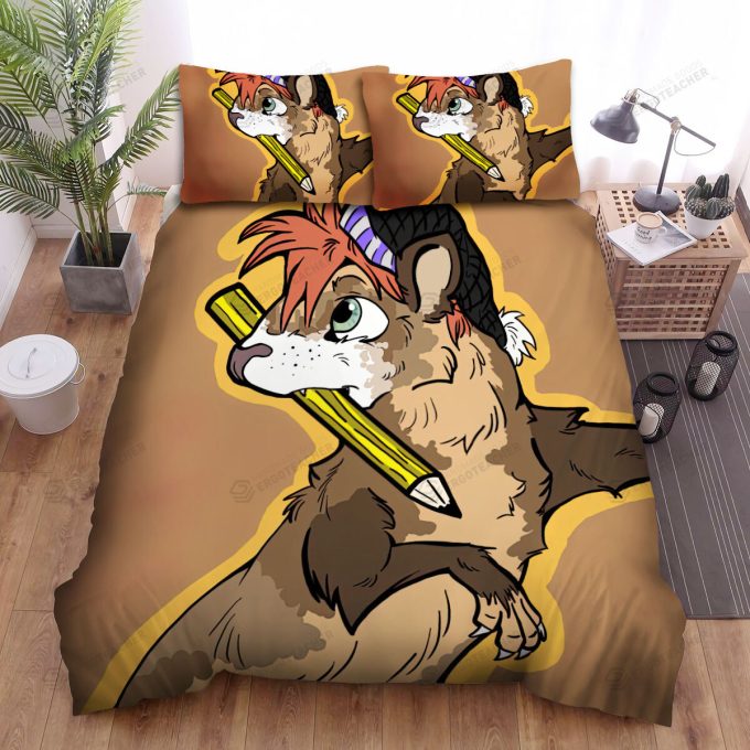 The Wildlife – The Ferret Holding A Pencil In His Mouth Bed Sheets Spread Duvet Cover Bedding Sets