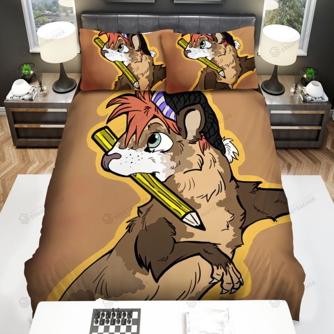 The Wildlife – The Ferret Holding A Pencil In His Mouth Bed Sheets Spread Duvet Cover Bedding Sets