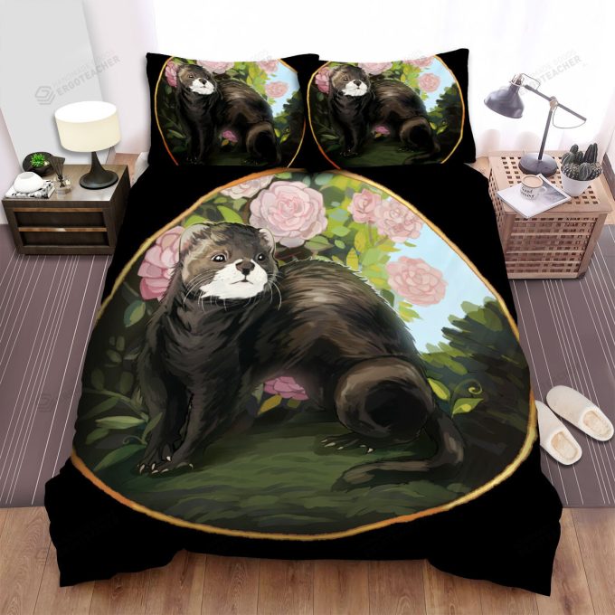 The Wildlife – A Ferret Among Roses Bed Sheets Spread Duvet Cover Bedding Sets