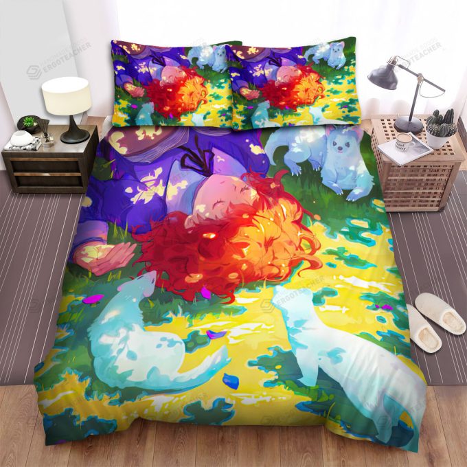 The Wildlife – Sleeping Girl And The White Ferret Bed Sheets Spread Duvet Cover Bedding Sets