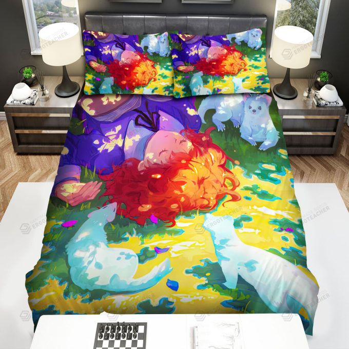 The Wildlife – Sleeping Girl And The White Ferret Bed Sheets Spread Duvet Cover Bedding Sets