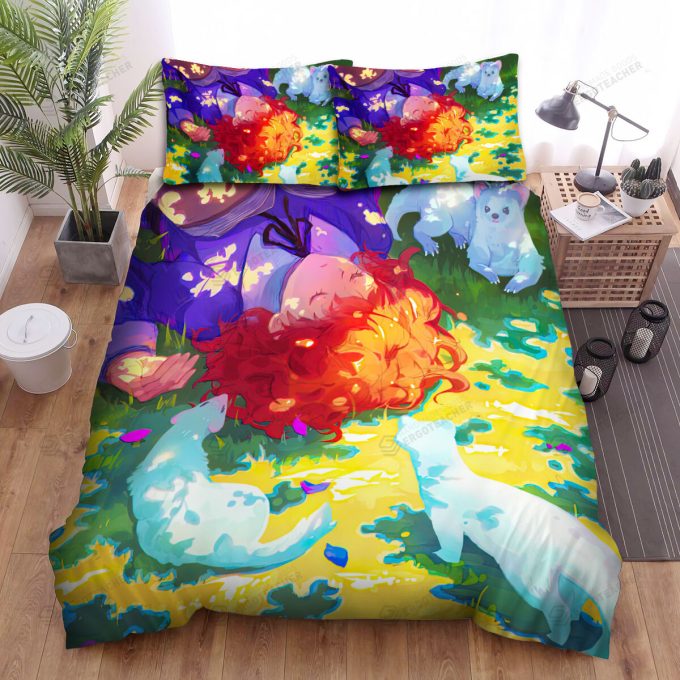 The Wildlife – Sleeping Girl And The White Ferret Bed Sheets Spread Duvet Cover Bedding Sets