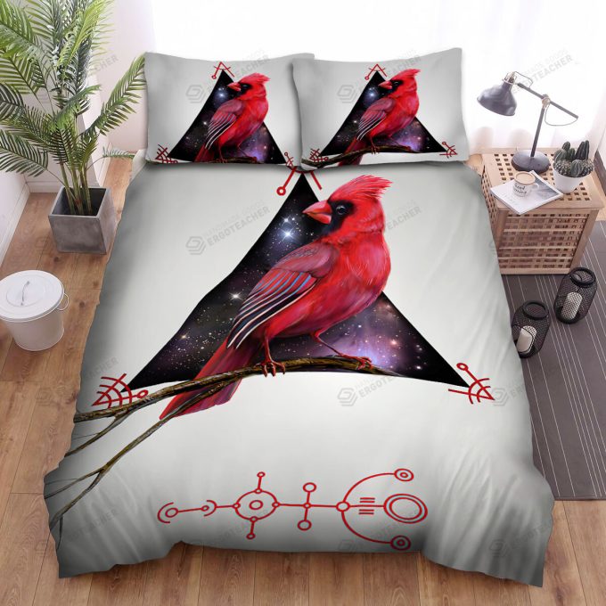 The Wildlife – The Red Cardinal And The Galaxy Triangle Bed Sheets Spread Duvet Cover Bedding Sets
