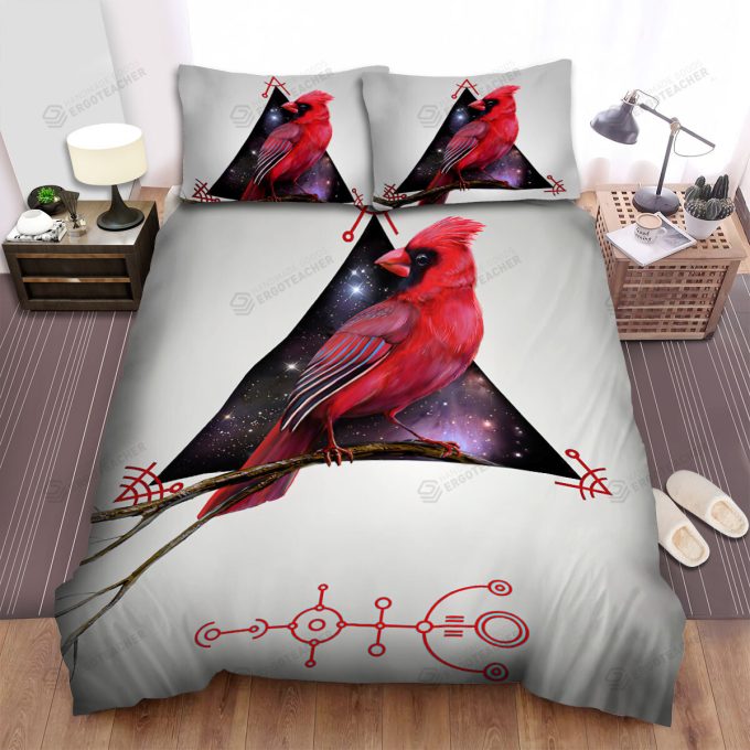 The Wildlife – The Red Cardinal And The Galaxy Triangle Bed Sheets Spread Duvet Cover Bedding Sets