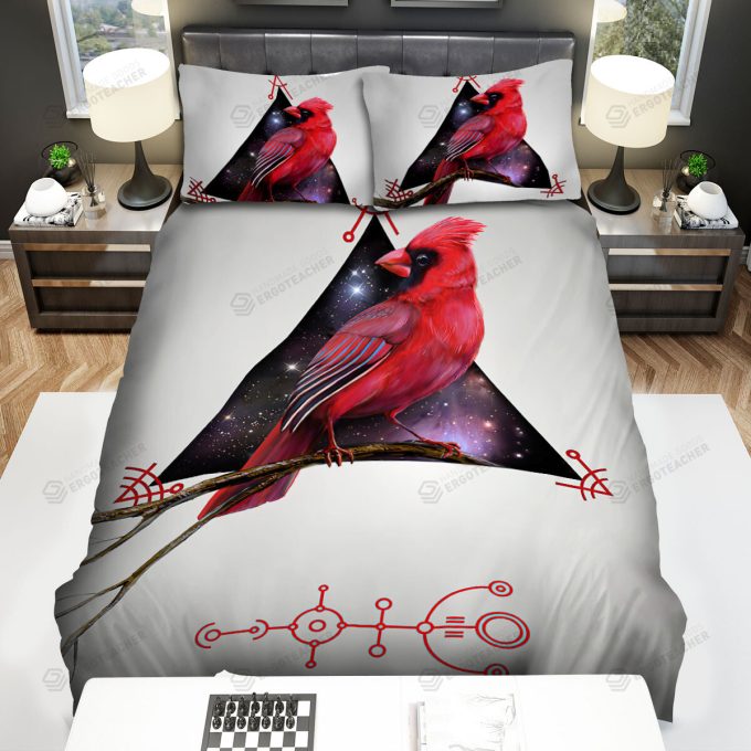 The Wildlife – The Red Cardinal And The Galaxy Triangle Bed Sheets Spread Duvet Cover Bedding Sets