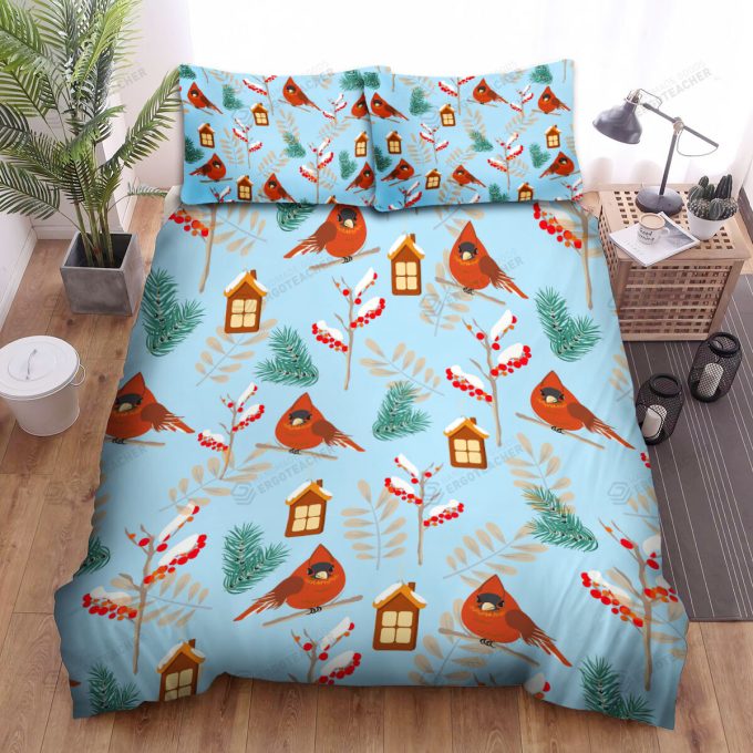 The Wildlife – The Red Cardinal And Birdhouse Pattern Bed Sheets Spread Duvet Cover Bedding Sets
