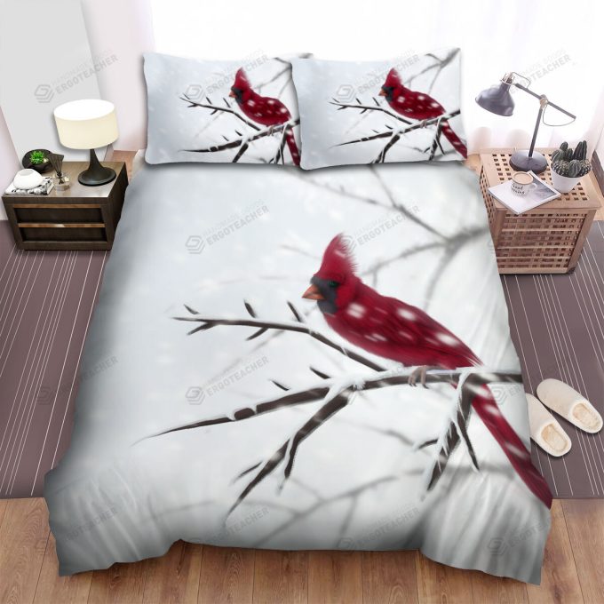 The Wildlife – The Red Cardinal In The Blizzard Art Bed Sheets Spread Duvet Cover Bedding Sets