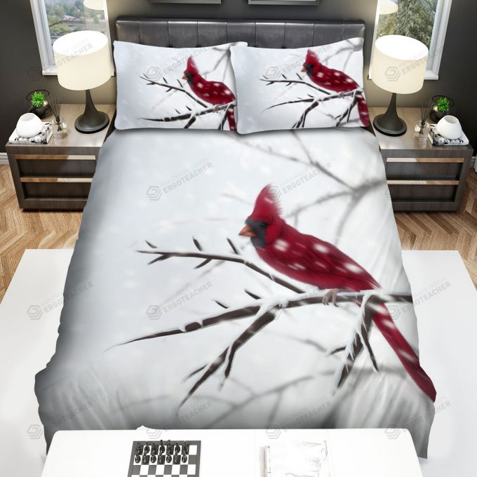 The Wildlife – The Red Cardinal In The Blizzard Art Bed Sheets Spread Duvet Cover Bedding Sets