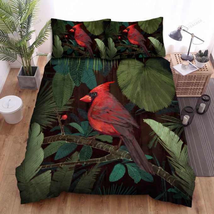 The Wildlife – The Red Cardinal In The Bush Art Bed Sheets Spread Duvet Cover Bedding Sets