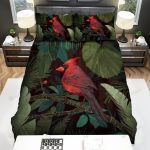 The Wildlife – The Red Cardinal In The Bush Art Bed Sheets Spread Duvet Cover Bedding Sets