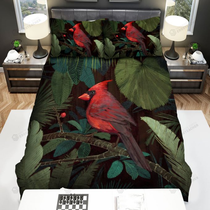 The Wildlife – The Red Cardinal In The Bush Art Bed Sheets Spread Duvet Cover Bedding Sets