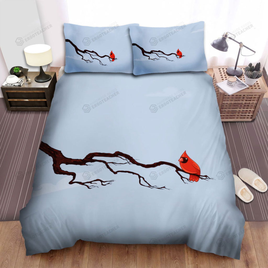 The Wildlife – The Red Cardinal On A Branch Art Bed Sheets Spread Duvet Cover Bedding Sets