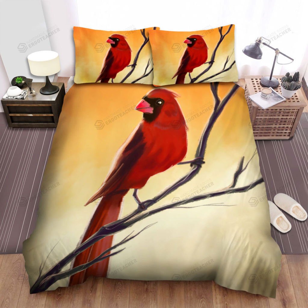 The Wildlife – The Red Cardinal On The Branch Bed Sheets Spread Duvet Cover Bedding Sets