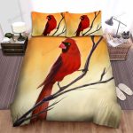 The Wildlife – The Red Cardinal On The Branch Bed Sheets Spread Duvet Cover Bedding Sets
