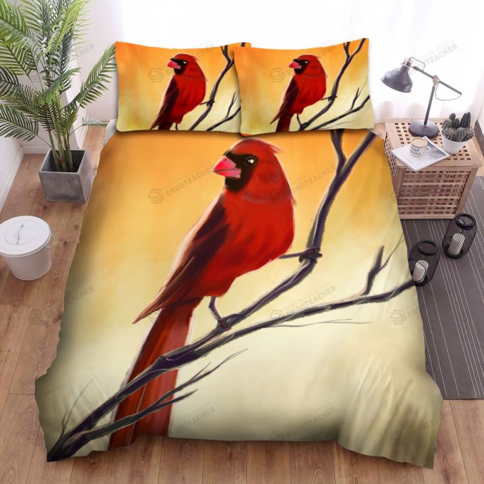 The Wildlife – The Red Cardinal On The Branch Bed Sheets Spread Duvet Cover Bedding Sets