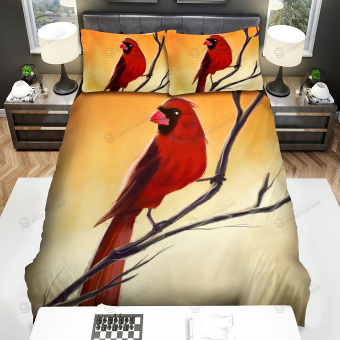 The Wildlife – The Red Cardinal On The Branch Bed Sheets Spread Duvet Cover Bedding Sets