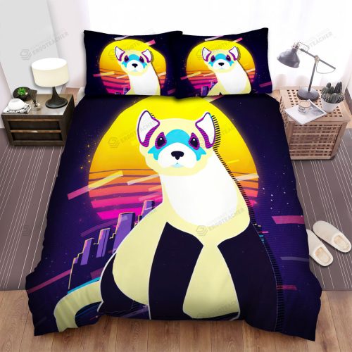 The Wild Animal – The White Ferret And The City Bed Sheets Spread Duvet Cover Bedding Sets