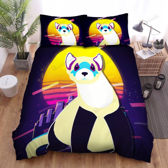 The Wild Animal – The White Ferret And The City Bed Sheets Spread Duvet Cover Bedding Sets