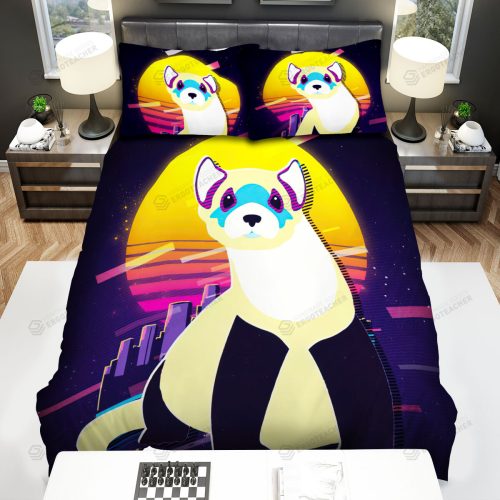 The Wild Animal – The White Ferret And The City Bed Sheets Spread Duvet Cover Bedding Sets