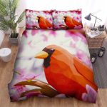 The Wildlife – The Cardinal Low Poly Art Bed Sheets Spread Duvet Cover Bedding Sets