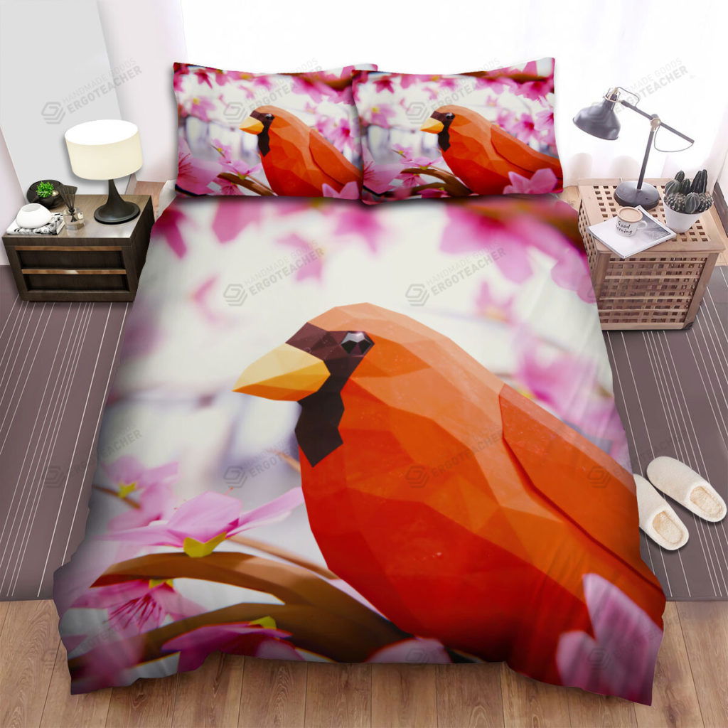The Wildlife – The Cardinal Low Poly Art Bed Sheets Spread Duvet Cover Bedding Sets