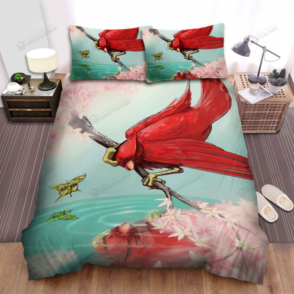 The Wildlife – The Cardinal Looking At The Water Bed Sheets Spread Duvet Cover Bedding Sets