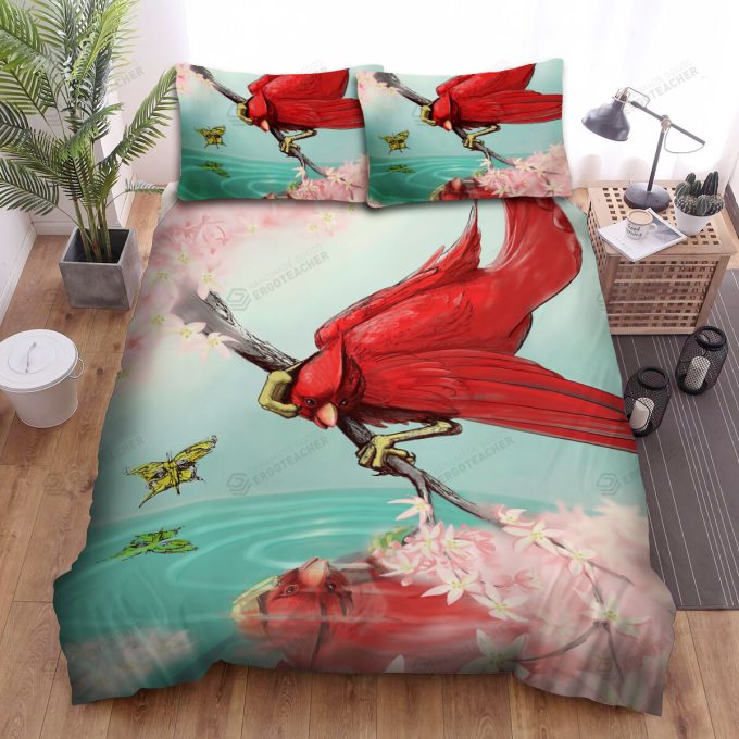 The Wildlife – The Cardinal Looking At The Water Bed Sheets Spread Duvet Cover Bedding Sets