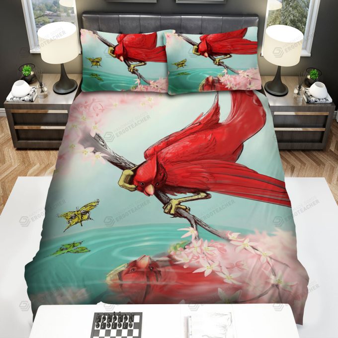 The Wildlife – The Cardinal Looking At The Water Bed Sheets Spread Duvet Cover Bedding Sets