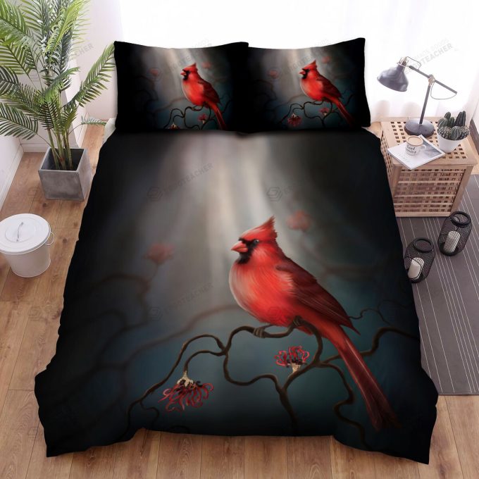 The Wildlife – The Cardinal In The Dark Forest Bed Sheets Spread Duvet Cover Bedding Sets