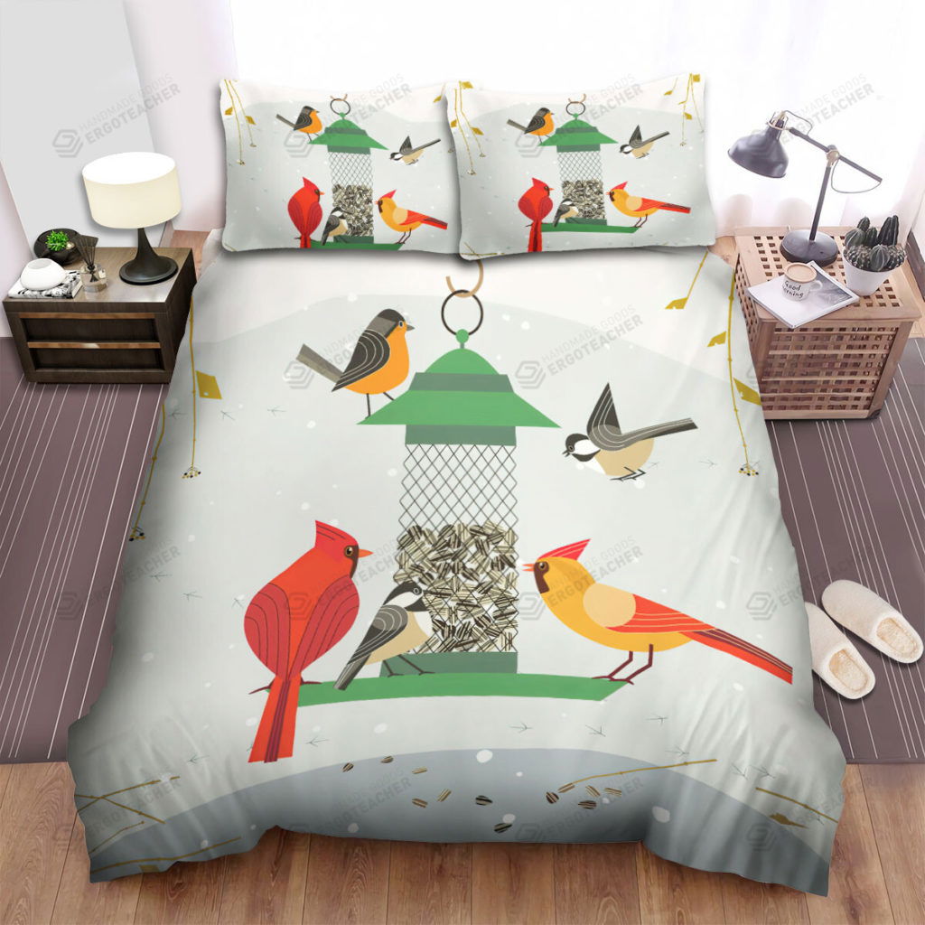 The Wildlife – The Red Cardinal Coming To The Meal Bed Sheets Spread Duvet Cover Bedding Sets