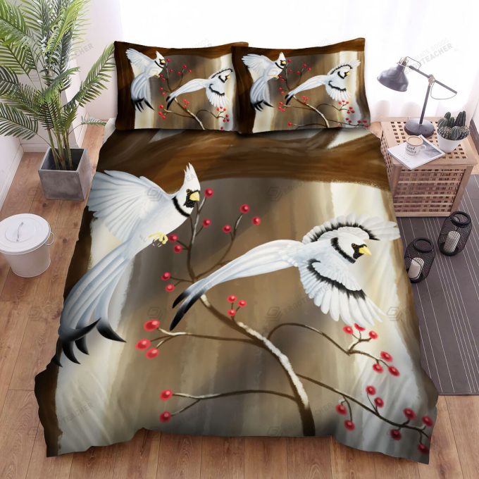 The Wildlife – The White Cardinal Flying Art Bed Sheets Spread Duvet Cover Bedding Sets