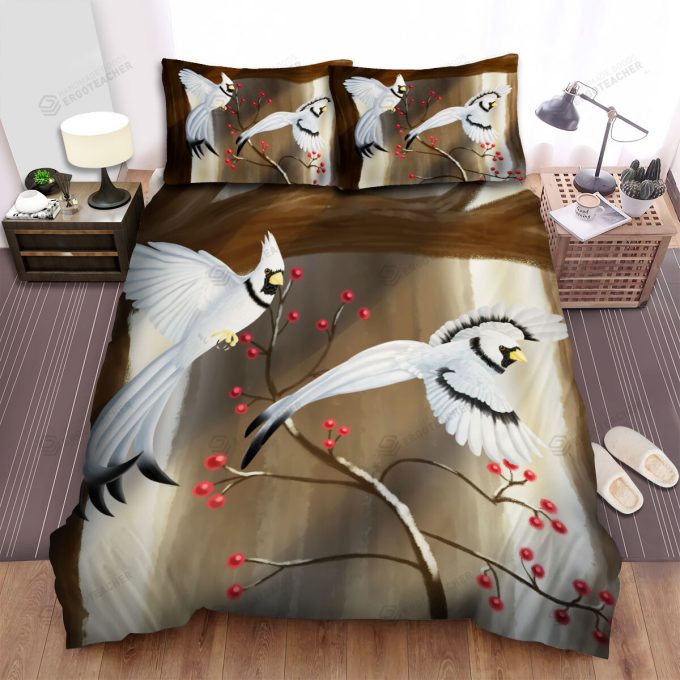 The Wildlife – The White Cardinal Flying Art Bed Sheets Spread Duvet Cover Bedding Sets
