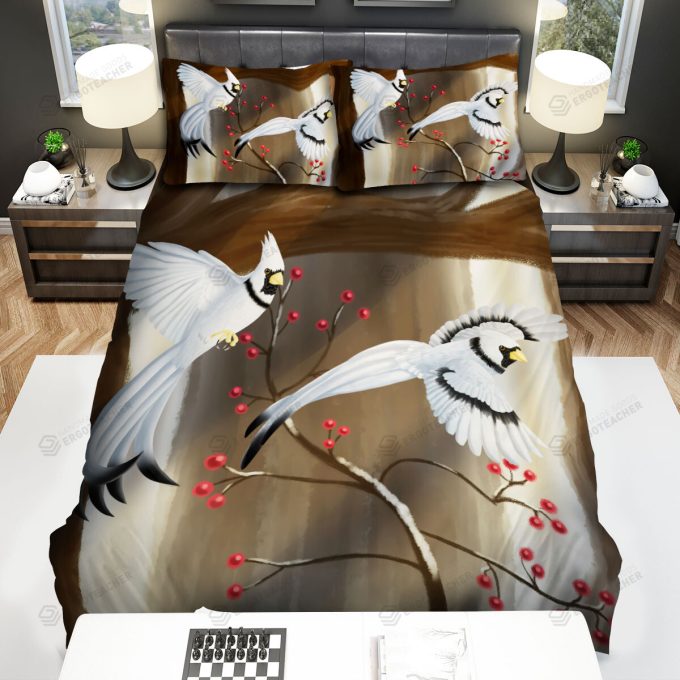 The Wildlife – The White Cardinal Flying Art Bed Sheets Spread Duvet Cover Bedding Sets
