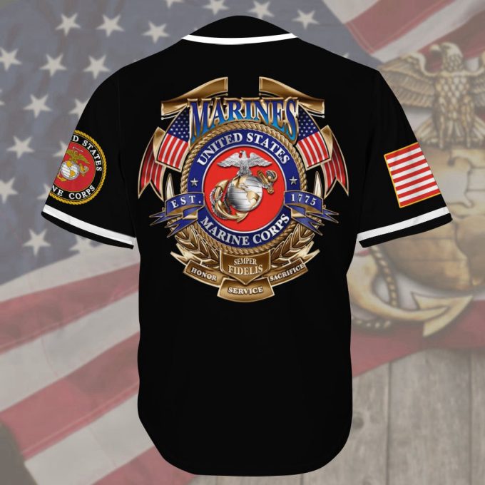 Personalized Custom Name US Marine Veteran Baseball Tee Jersey Shirt